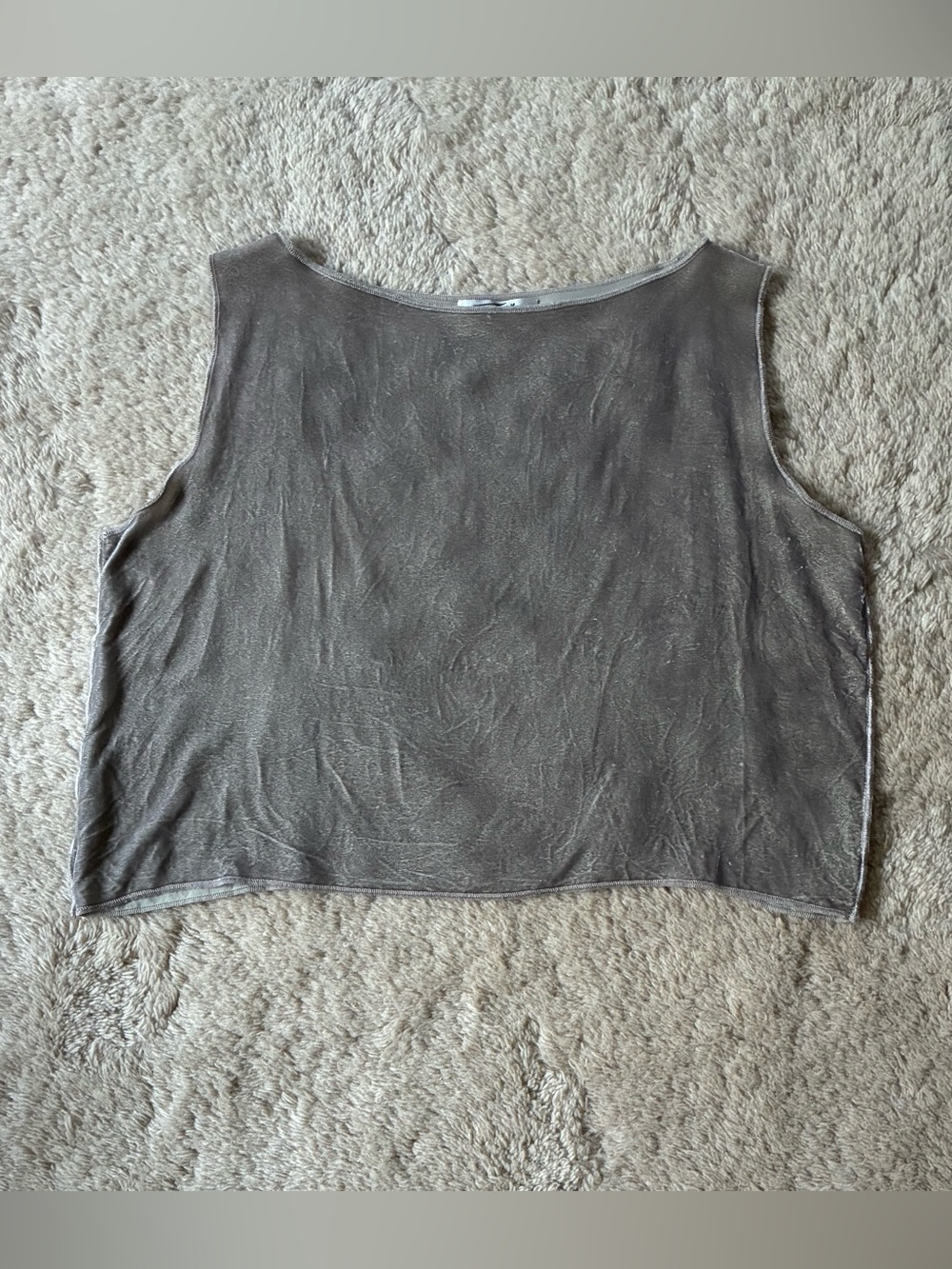 Zoran silk viscose velvet sleeveless boxy tank top OS